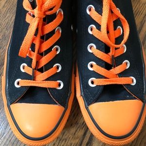 Customized Orange and Black Converse